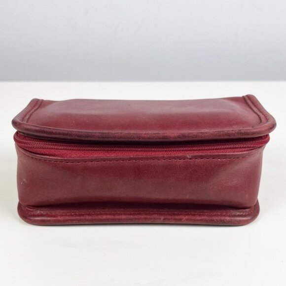 Coach Vintage Chunky Chubby Smooth Red Leather Zip Makeup Cosmetic Travel Case - Picture 1 of 16